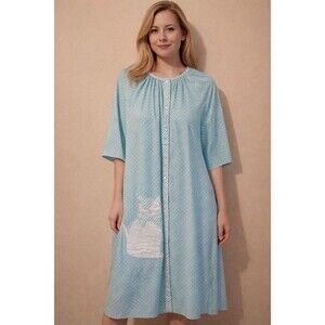 SNAP WRAP VTG Polka Dot "For Cats Lovers" Women's House Dress Size M